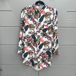 Boys + Arrows Jungle Botanical Print Tunic Shirt Sz XS/S